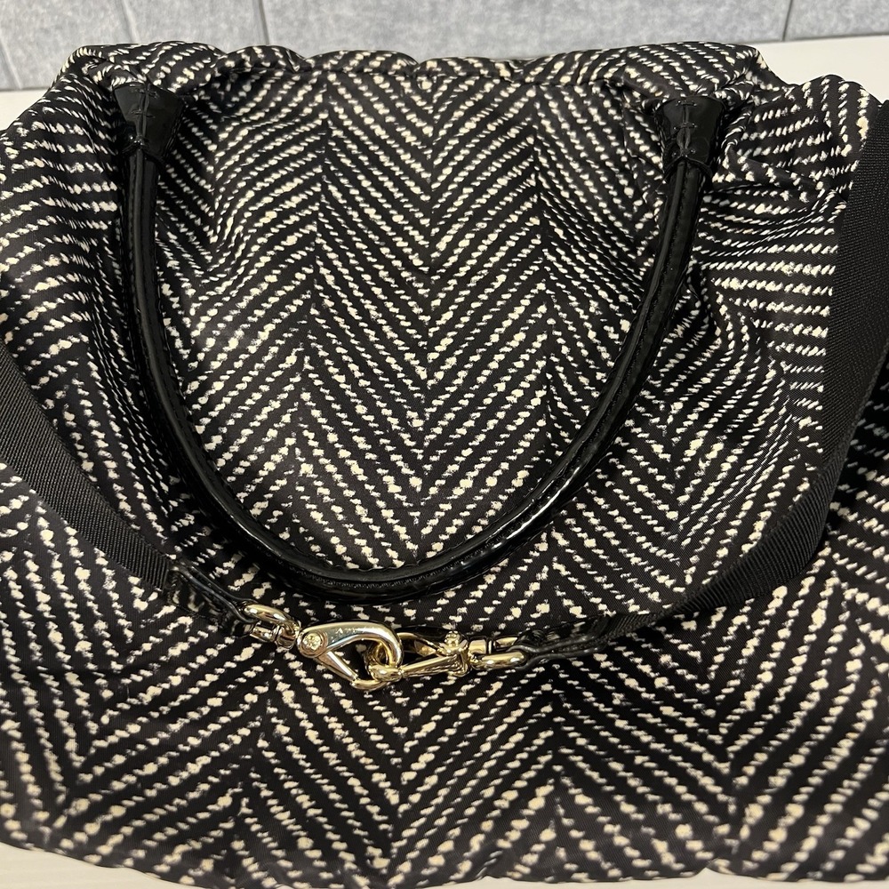Kate Spade Stevie Baby Diaper Bag Black Herringbone Chevron Tote w/ Changing Pad - Picture 10 of 16